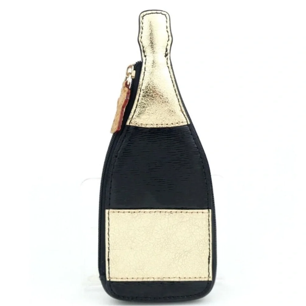 Kate Spade Black & Gold Coin Purse w cork zipper - like new (pop, fizz, clink)